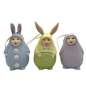 Patience Brewster Krinkles Egg People Easter Ornaments Mackenzie Childs Lot Of 3